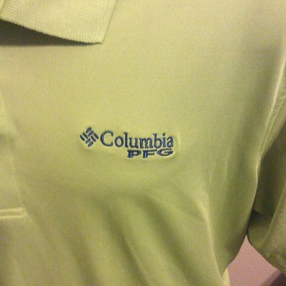 COLUMBIA PFG OMNI-SHADE SHORT SLEEVE GREEN FISHING POLO SHIRT MENS SIZE LARGE L - Picture 5 of 11